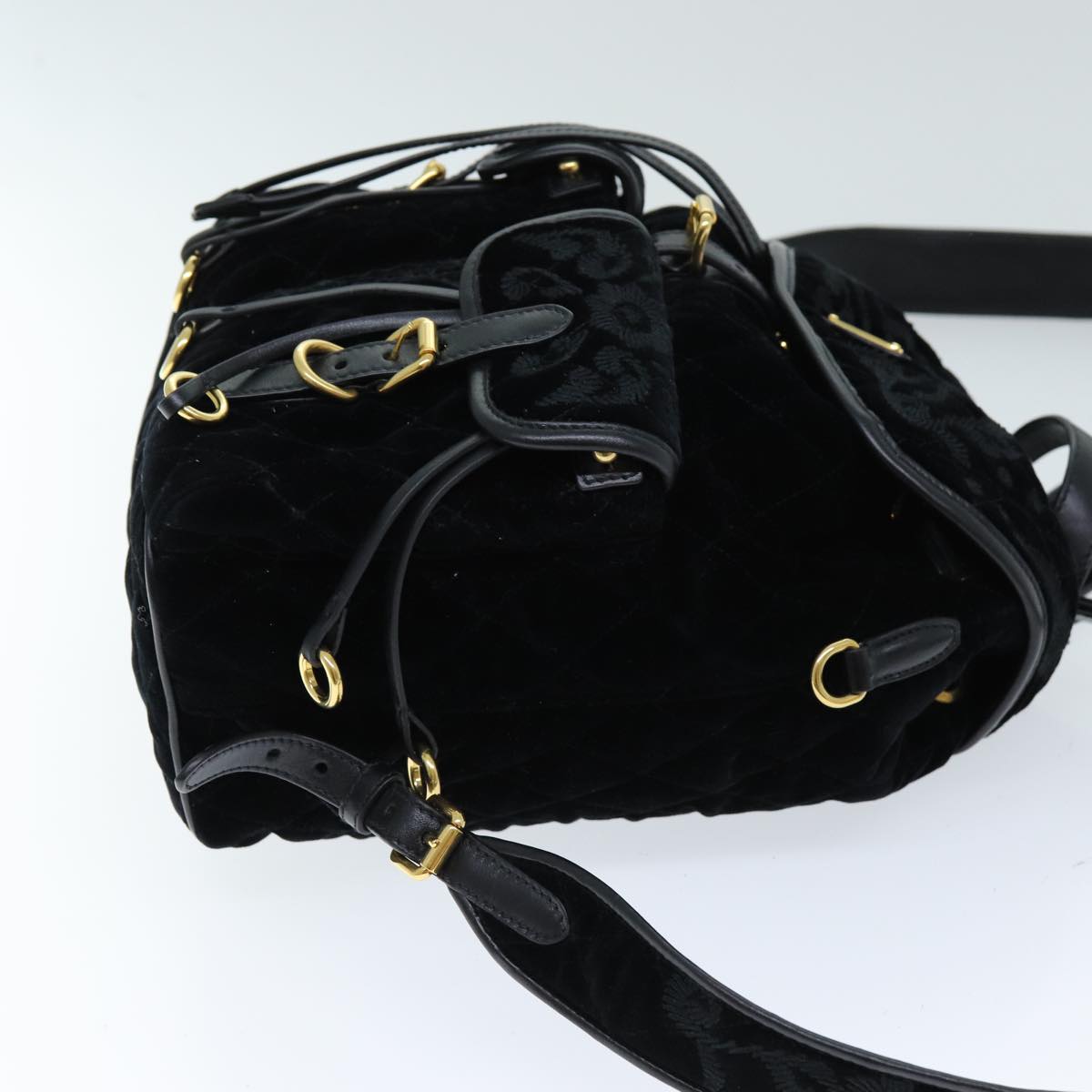 PRADA Quilted Backpack Velor Black 73128A