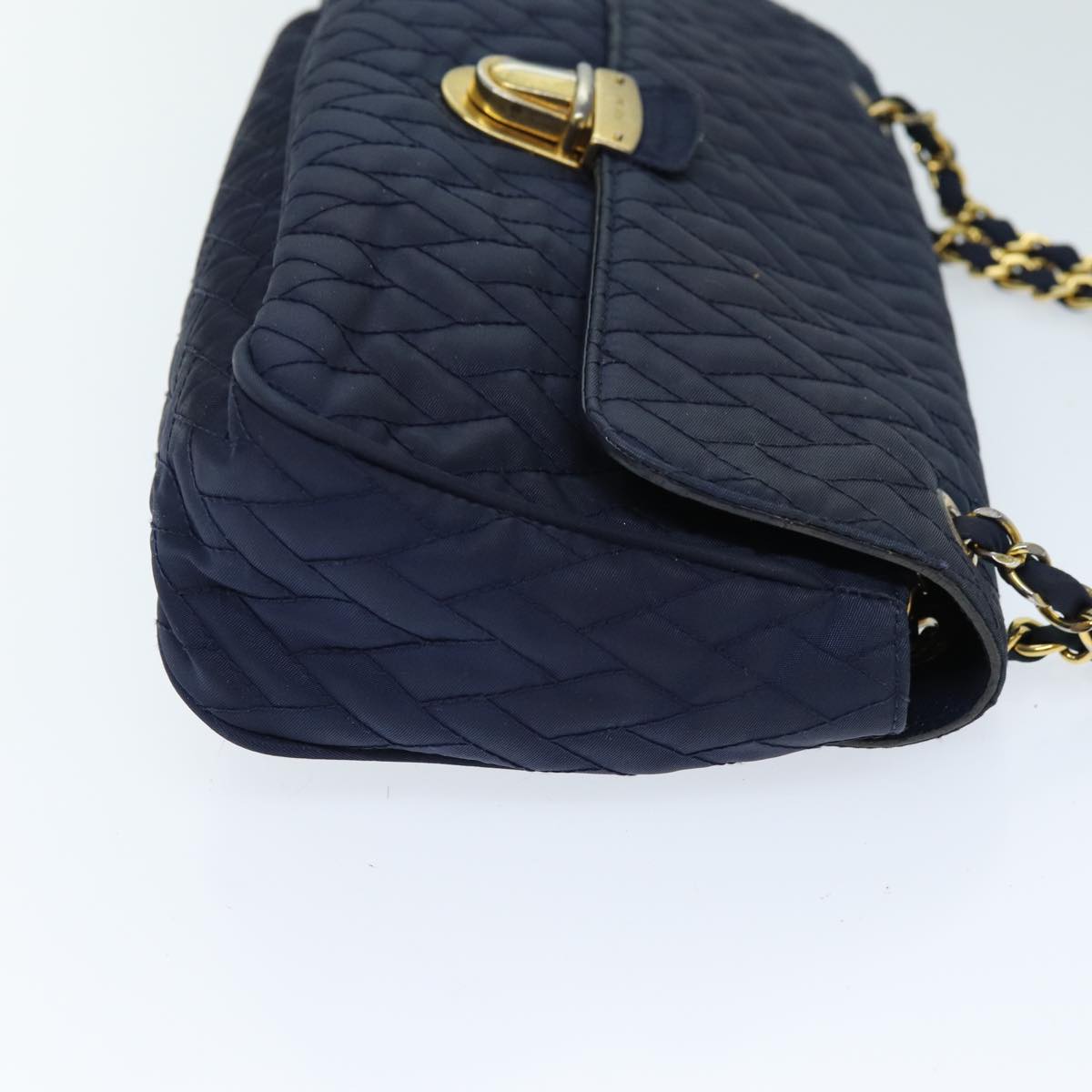 PRADA Chain Shoulder Bag Nylon Navy 73204