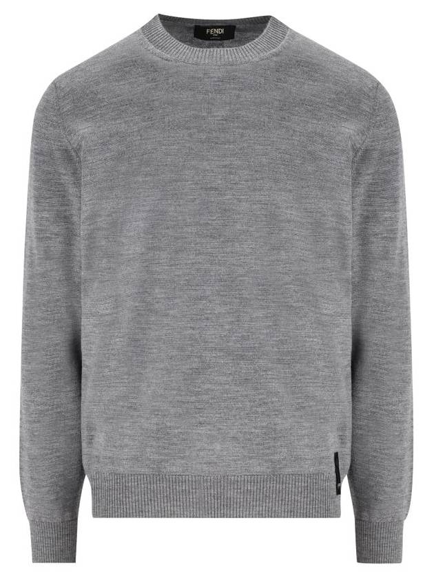 Fendi Crew Neck Wool Sweatshirt Grey