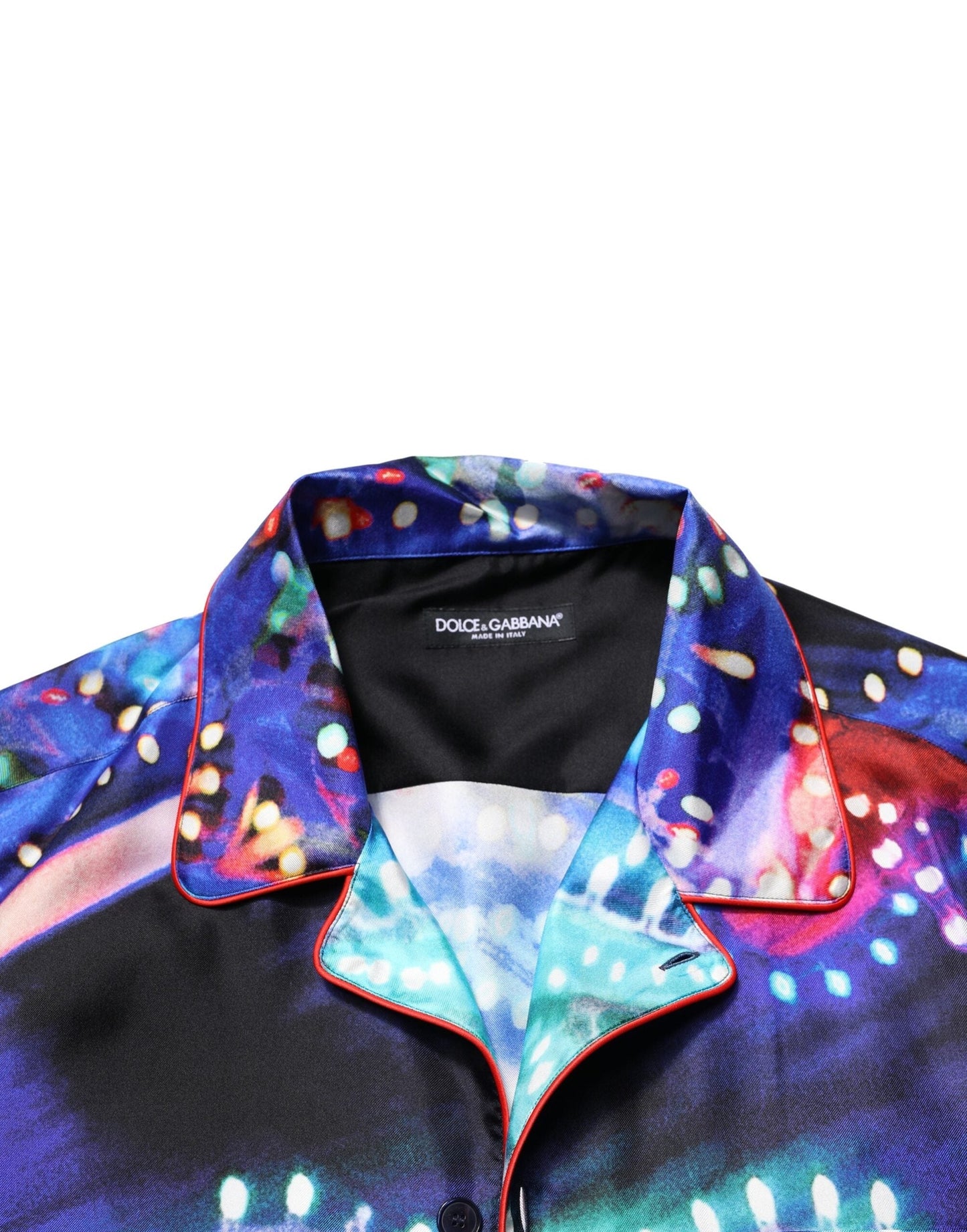 Dolce & Gabbana Multicolor Printed Silk Lounge Casual Men's Shirt