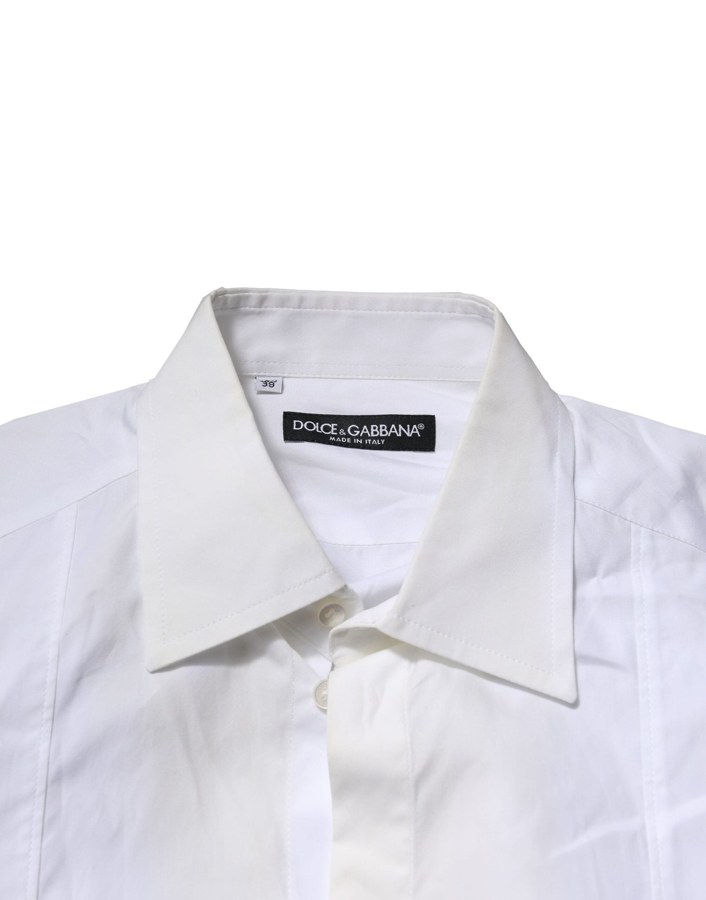Dolce & Gabbana White Poplin Cotton Formal Men Dress Men's Shirt ()