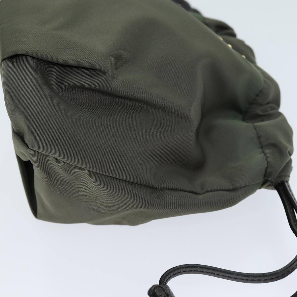 PRADA Drawstring Pouch Nylon Khaki 73649