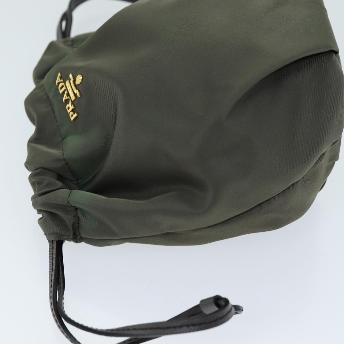 PRADA Drawstring Pouch Nylon Khaki 73649