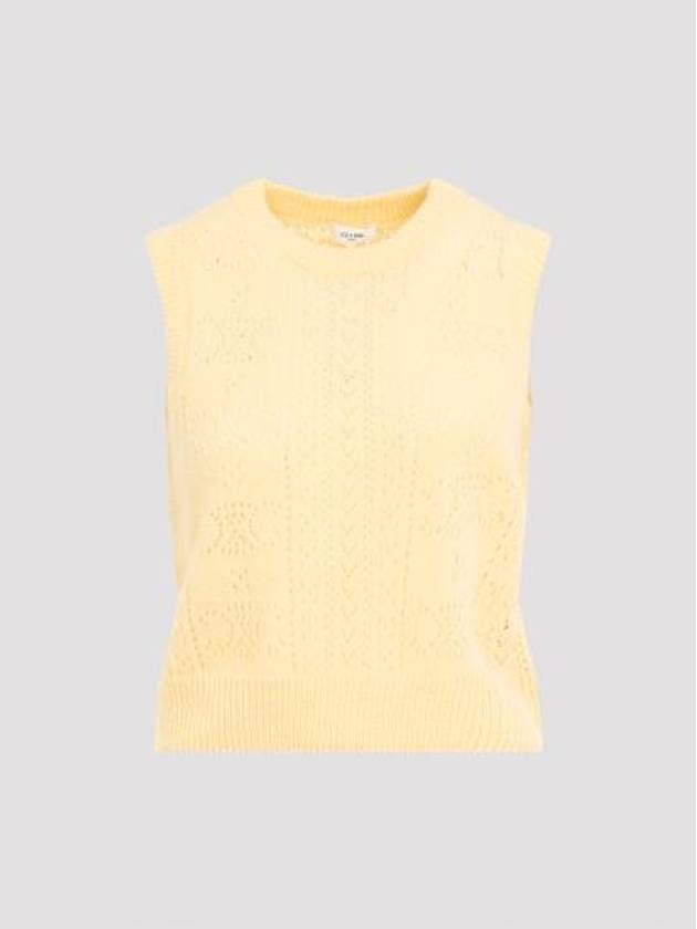 CELINE All Over Triomphe Shetland Pointelle Vest Yellow
