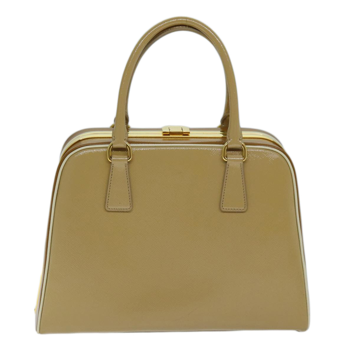 PRADA Hand Bag Safiano leather Beige 73867