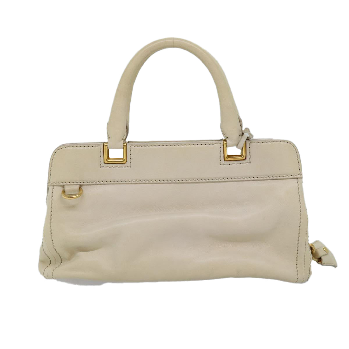 PRADA Hand Bag Leather 2way Cream 73971