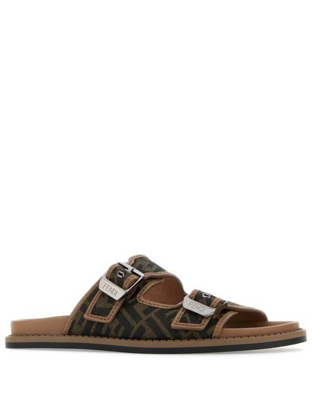Fendi Men's Peel Jacquard Fabric Sandals Brown