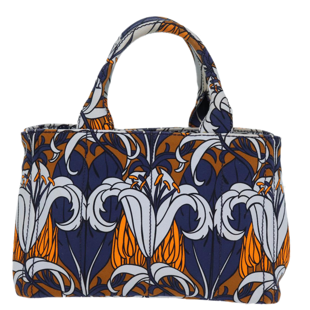PRADA Canapa PM Hand Bag Canvas 2way Blue 74189