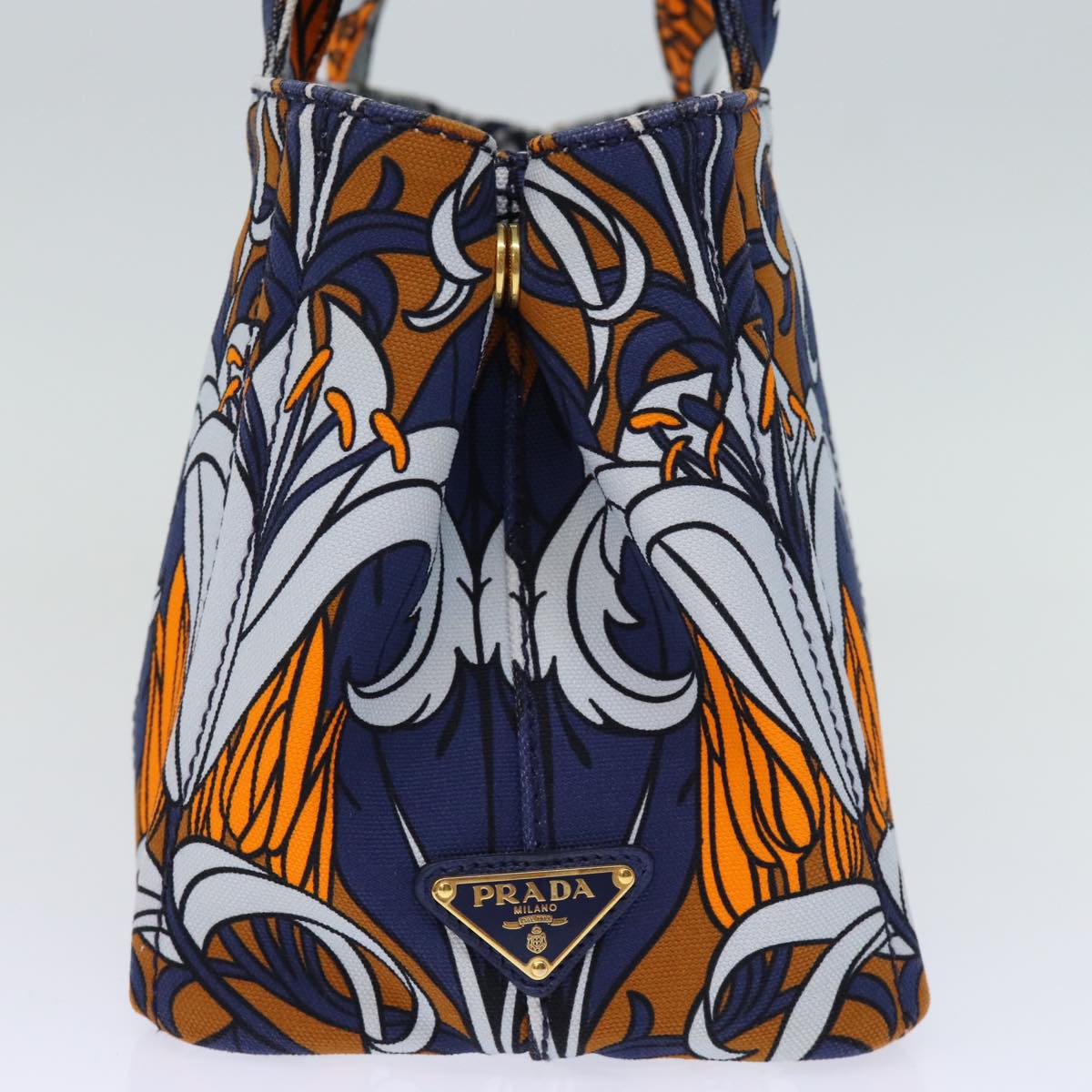 PRADA Canapa PM Hand Bag Canvas 2way Blue 74189