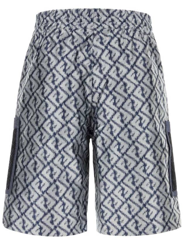 Fendi Embroidered Logo Bermuda Shorts White Blue
