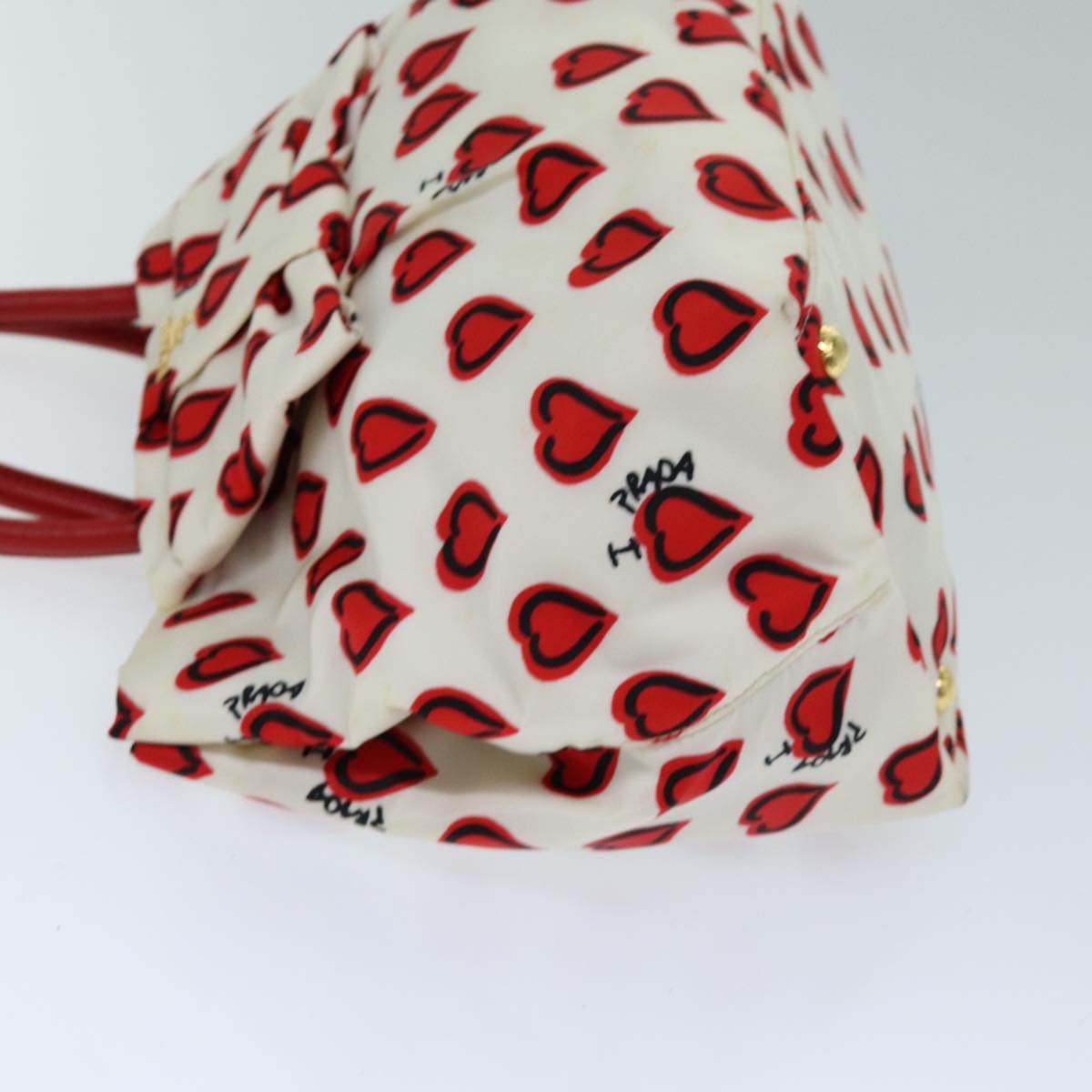 PRADA Ribbon Tote Bag Nylon Red White 74201