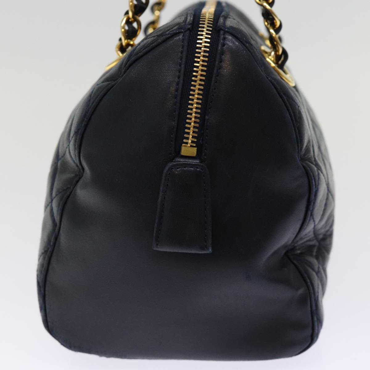 PRADA Hand Bag Leather Navy 74454
