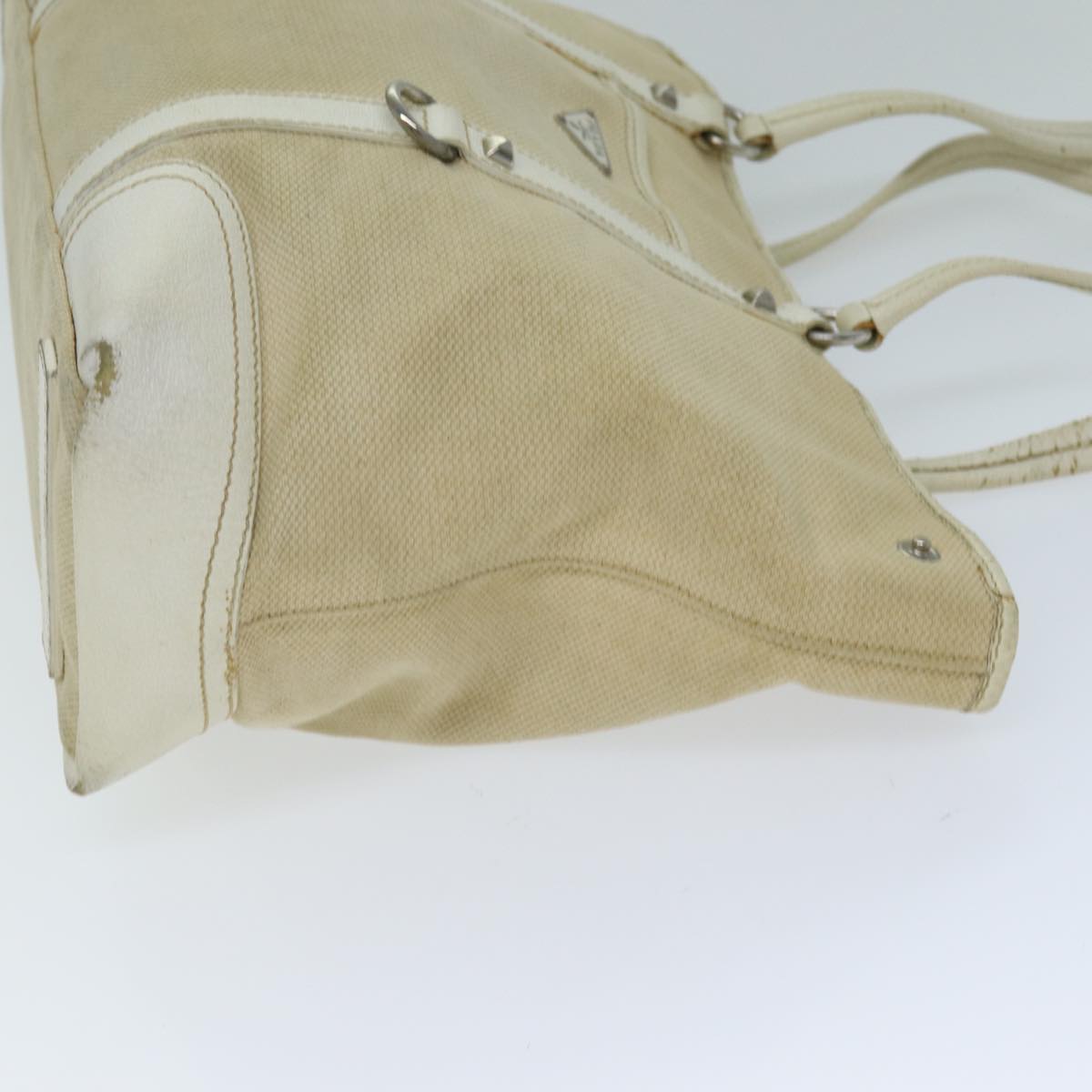 PRADA Tote Bag Canvas Beige 74474