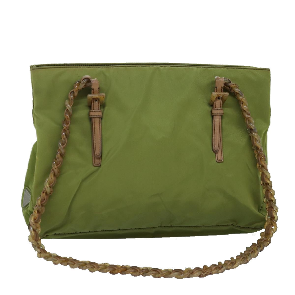 PRADA Chain Tote Bag Nylon Khaki 74538
