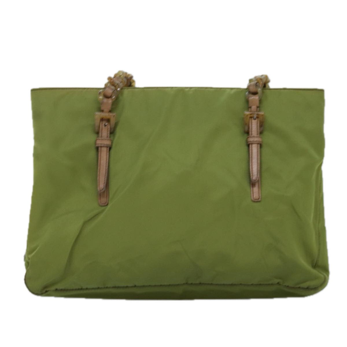 PRADA Chain Tote Bag Nylon Khaki 74538
