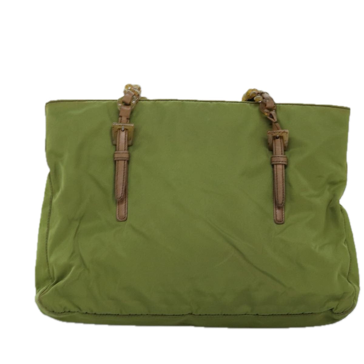 PRADA Chain Tote Bag Nylon Khaki 74538