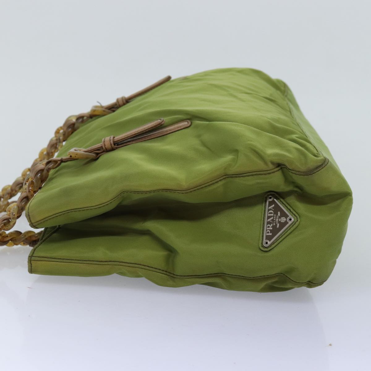 PRADA Chain Tote Bag Nylon Khaki 74538