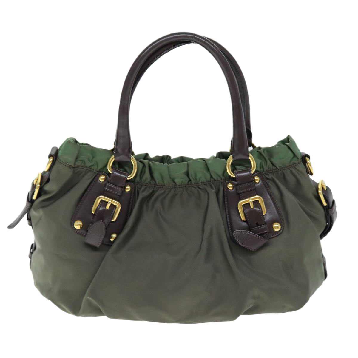 PRADA Hand Bag Nylon 2way Khaki 74539