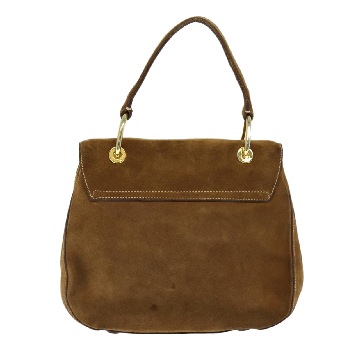 PRADA Hand Bag Suede Brown 74591