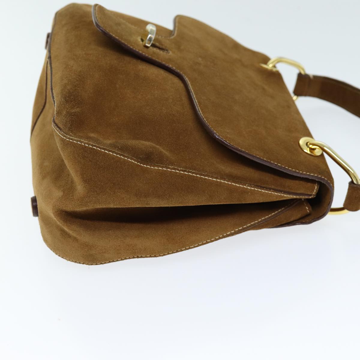 PRADA Hand Bag Suede Brown 74591