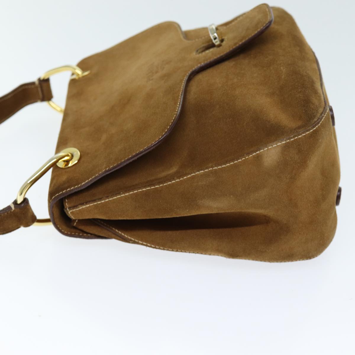 PRADA Hand Bag Suede Brown 74591