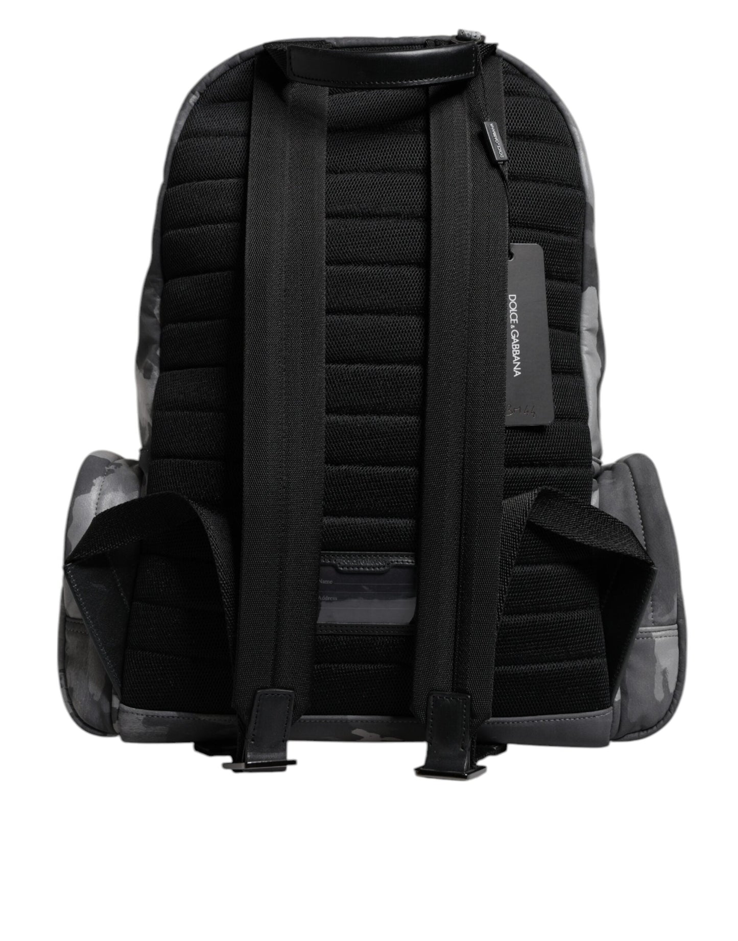Dolce & Gabbana Gray Cotton Camouflage Logo Plaque Backpack Men's Bag