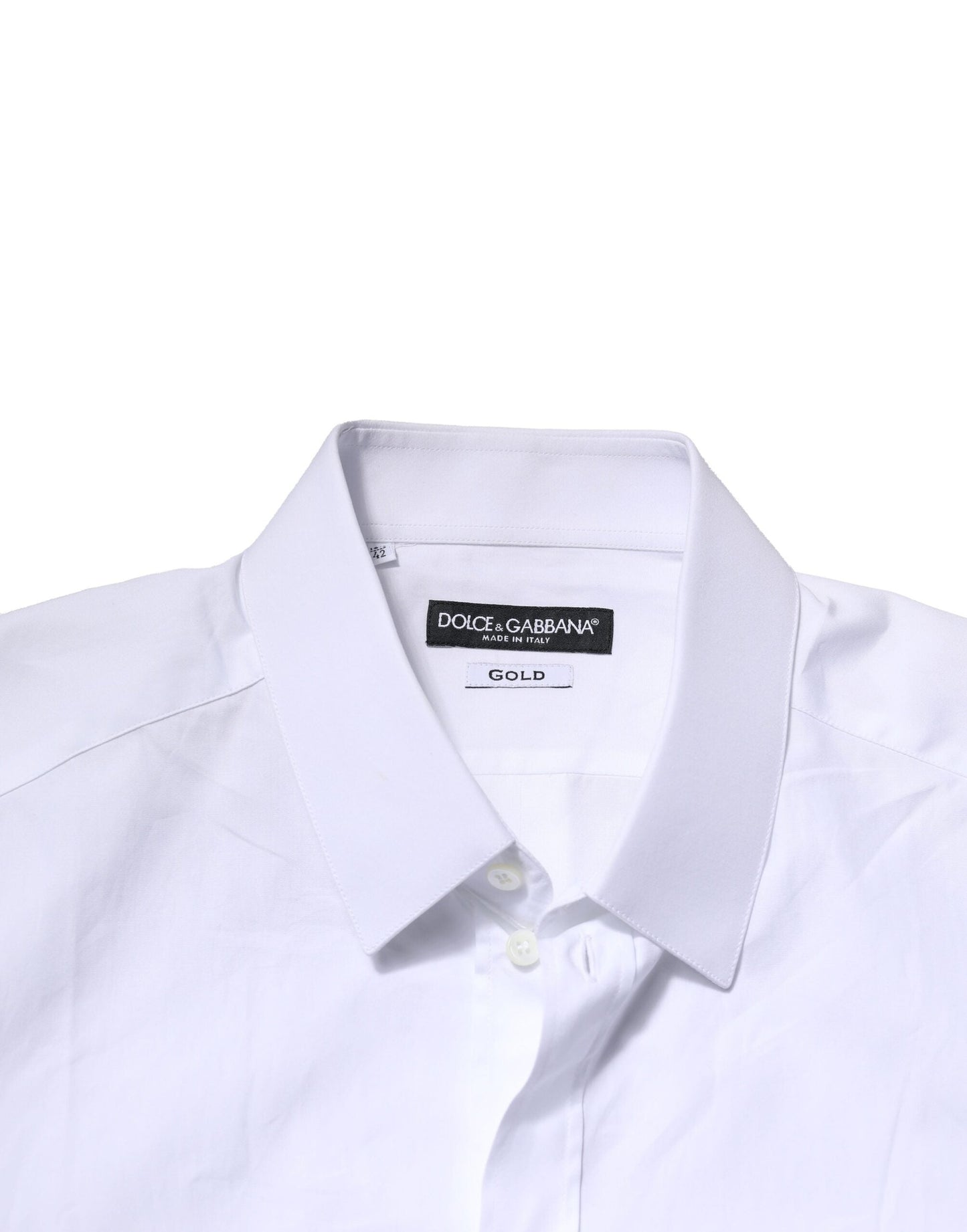 Dolce & Gabbana White Cotton GOLD Long Sleeves Formal Men's Shirt