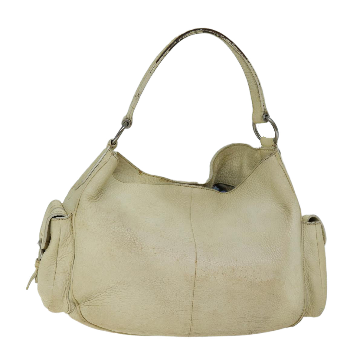 PRADA Shoulder Bag Leather Cream 74644