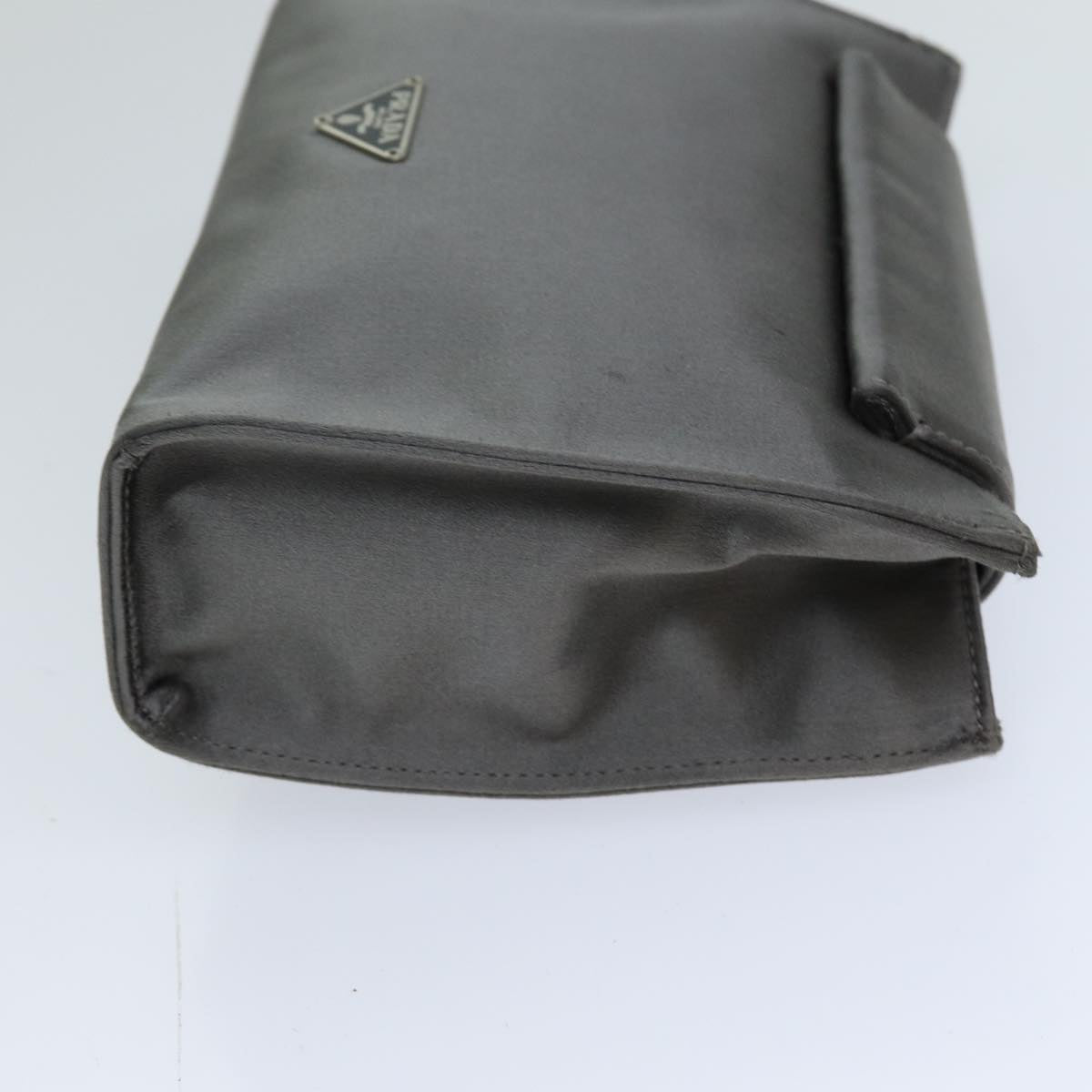 PRADA Pouch Satin Silver 74688