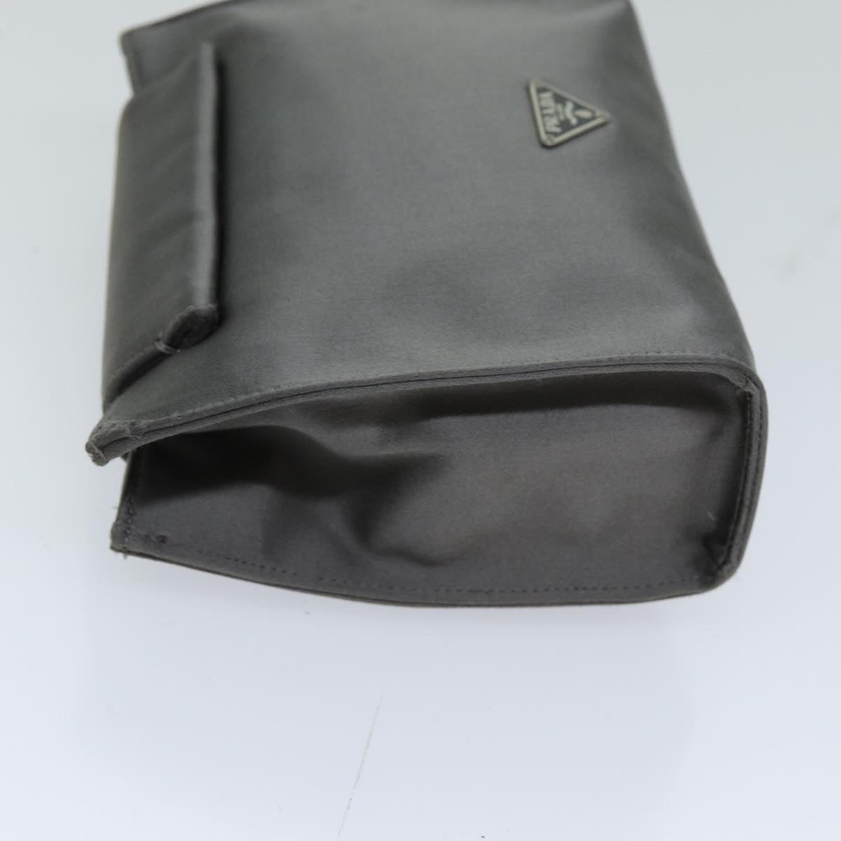 PRADA Pouch Satin Silver 74688