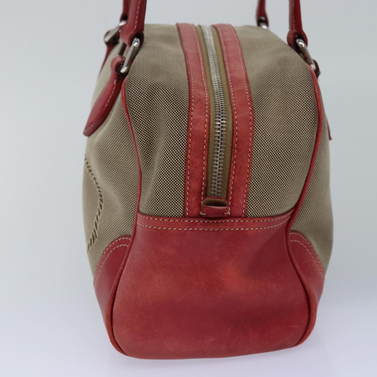 PRADA Shoulder Bag Canvas Beige Red 74777