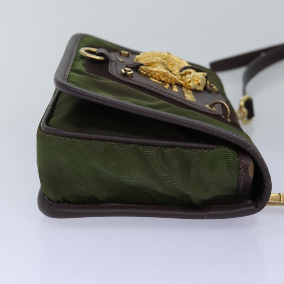 PRADA Shoulder Bag Nylon Khaki 74960
