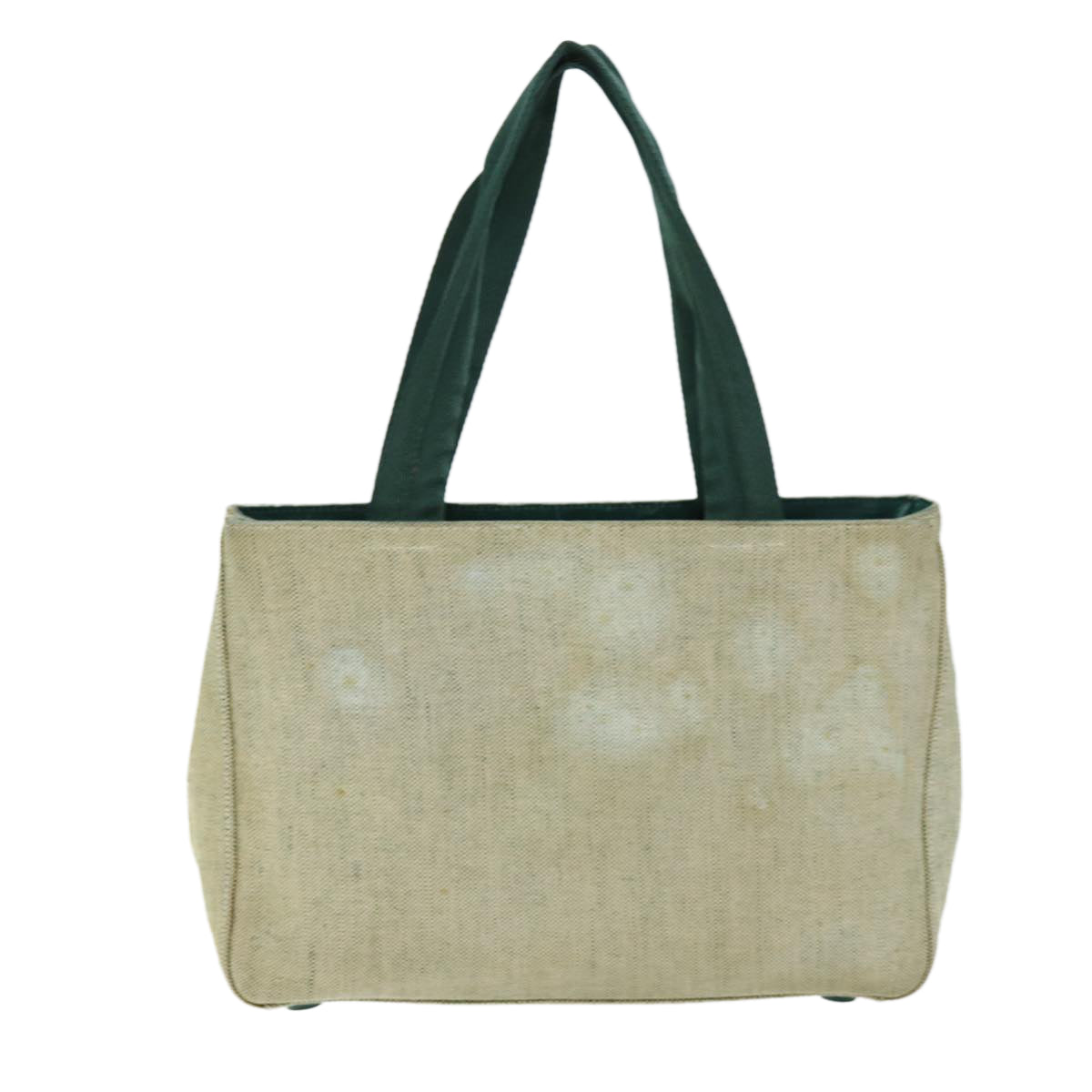 PRADA Hand Bag Canvas Green Beige 74967