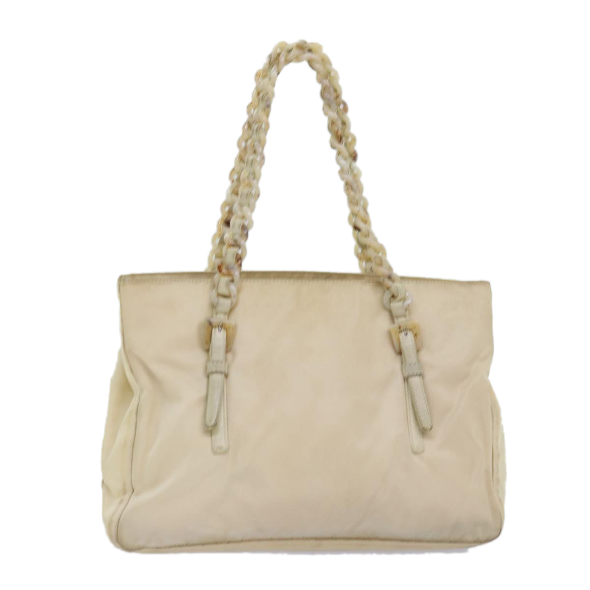 PRADA Chain Shoulder Bag Nylon Beige 74972