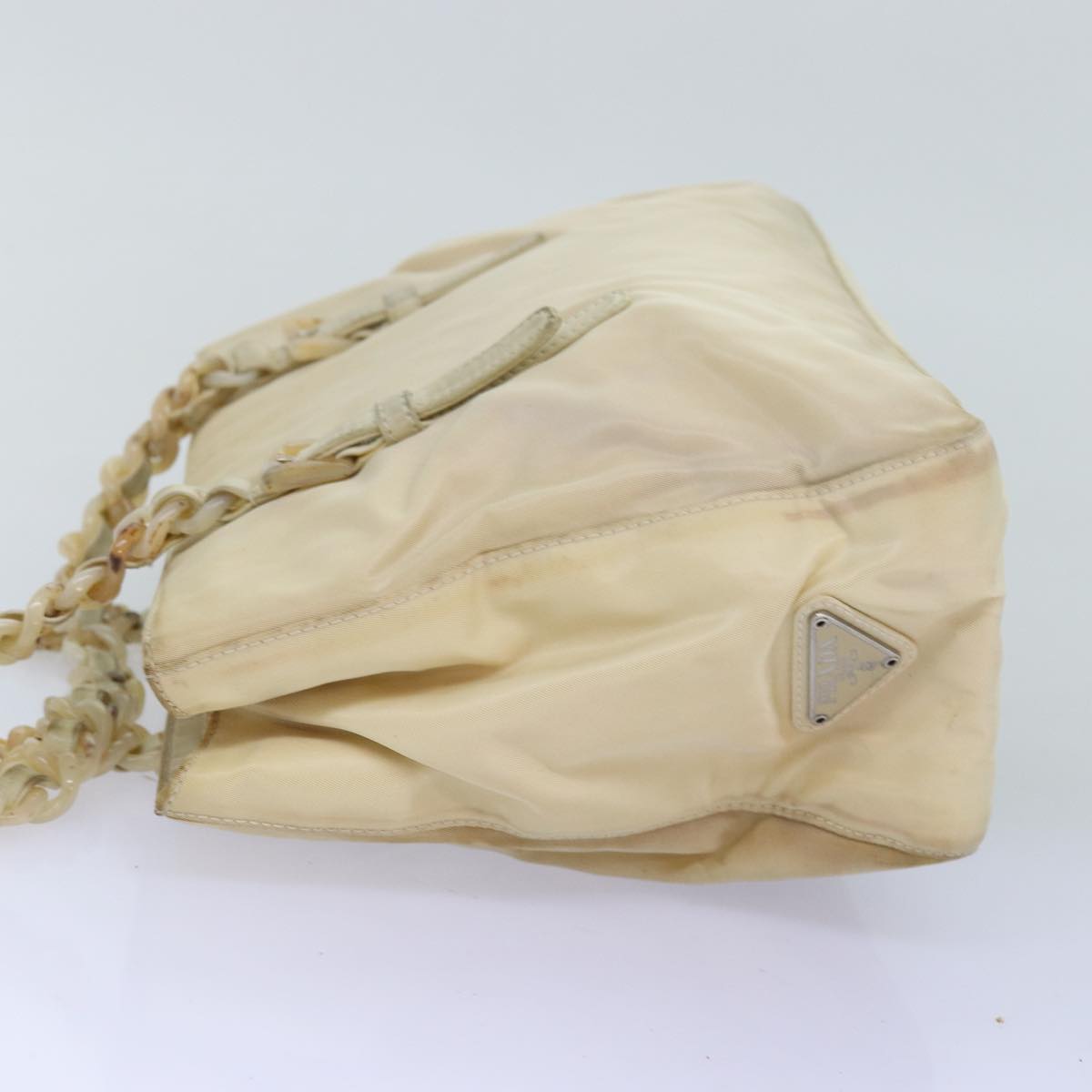 PRADA Chain Shoulder Bag Nylon Beige 74972