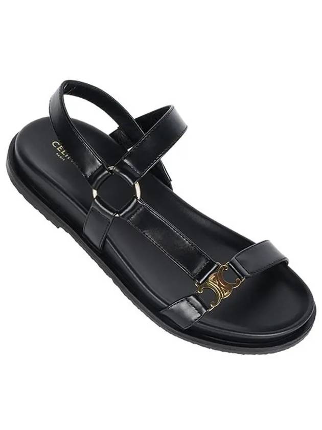 CELINE Maud Calfskin Triomphe Sandals Black