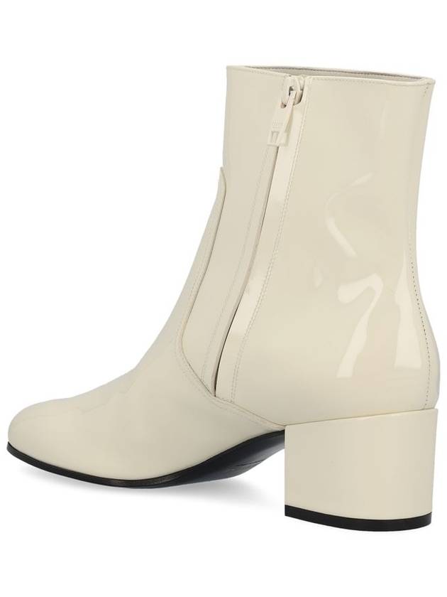 CELINE Les Triomphe Zip Calfskin Middle Boots White