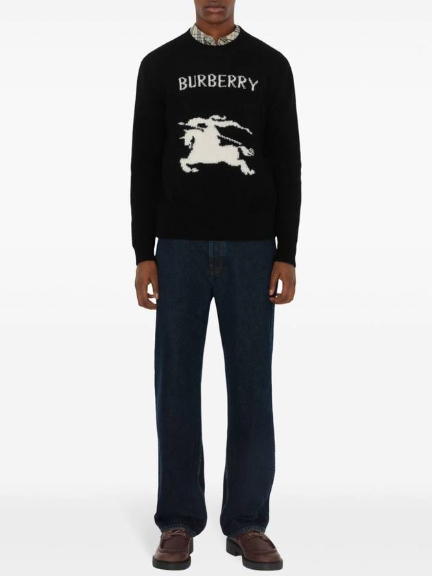 Burberry EKD Crew Neck Wool Cashmere Knit Top Black