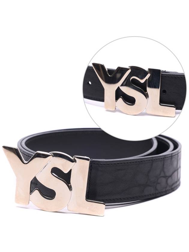 Saint Laurent Logo Leather Belt Black