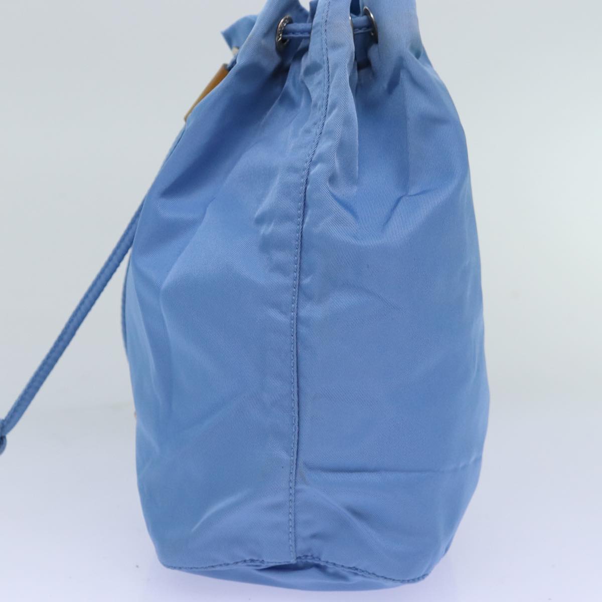 PRADA Drawstring Pouch Nylon Light Blue 75006