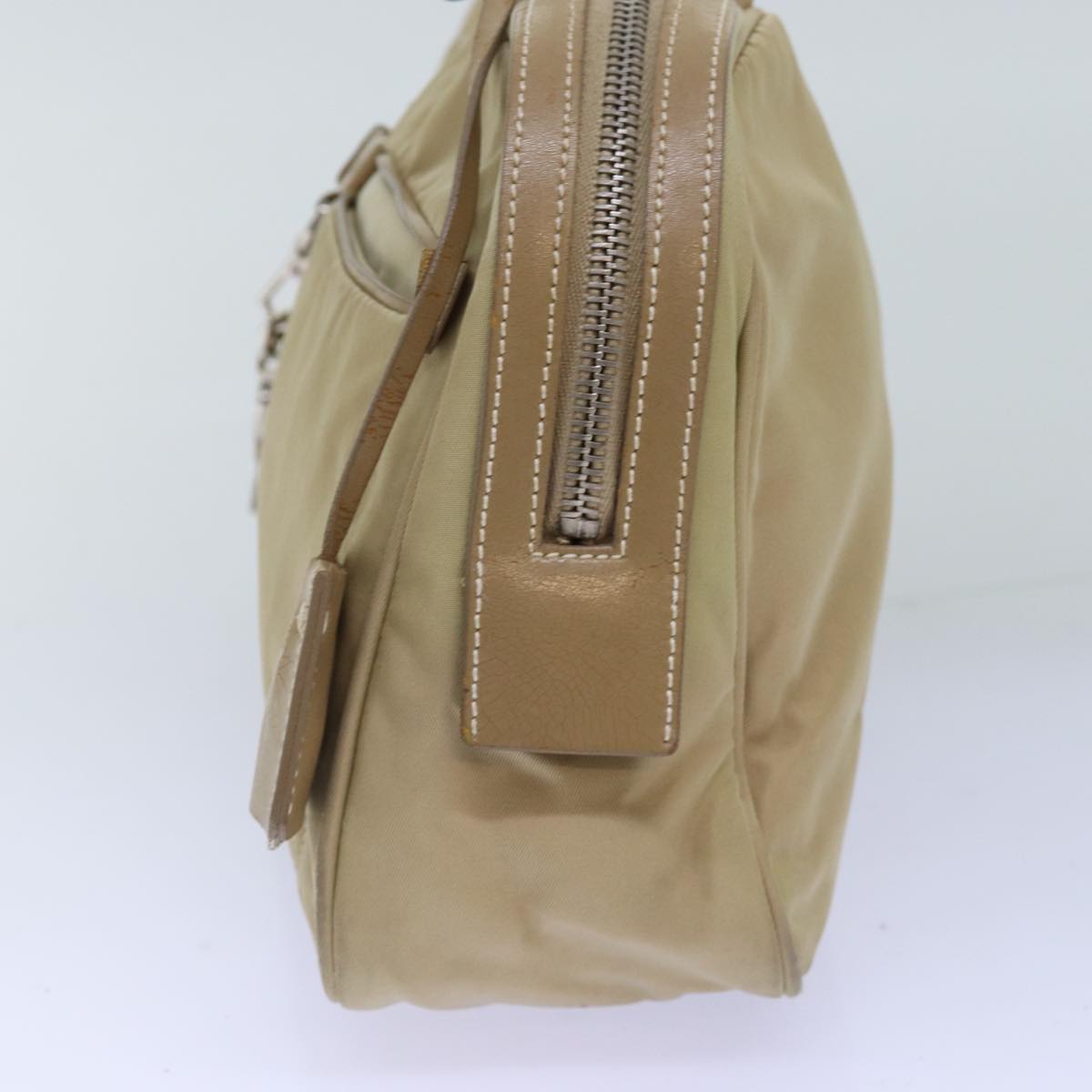 PRADA Hand Bag Nylon Beige 75016