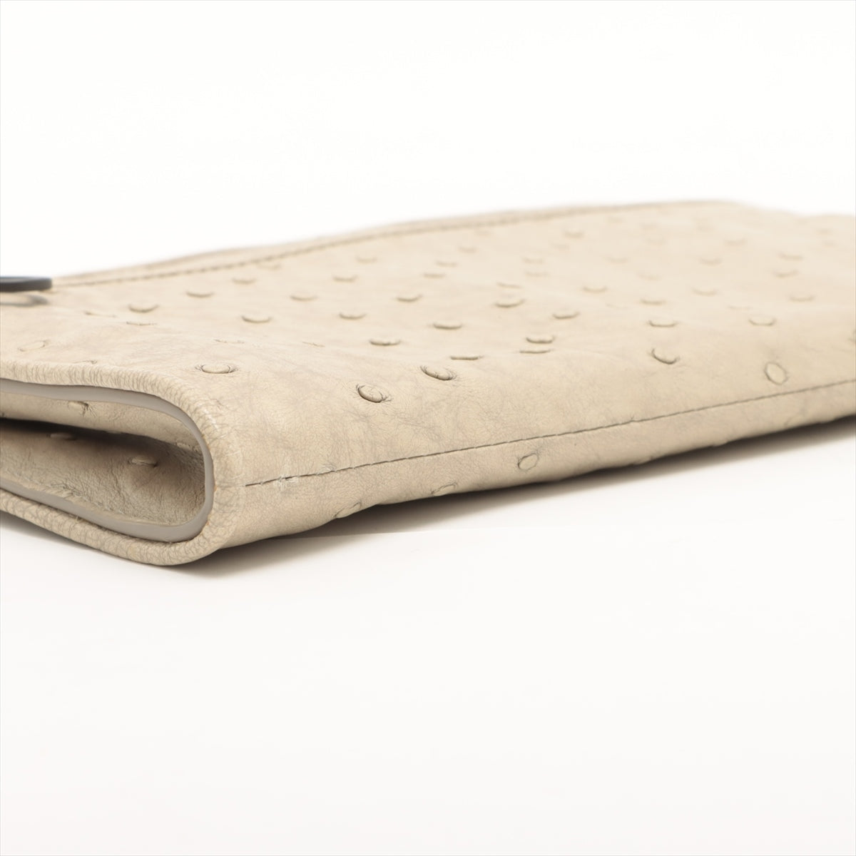 Bottega Veneta Ostrich Clutch Beige
