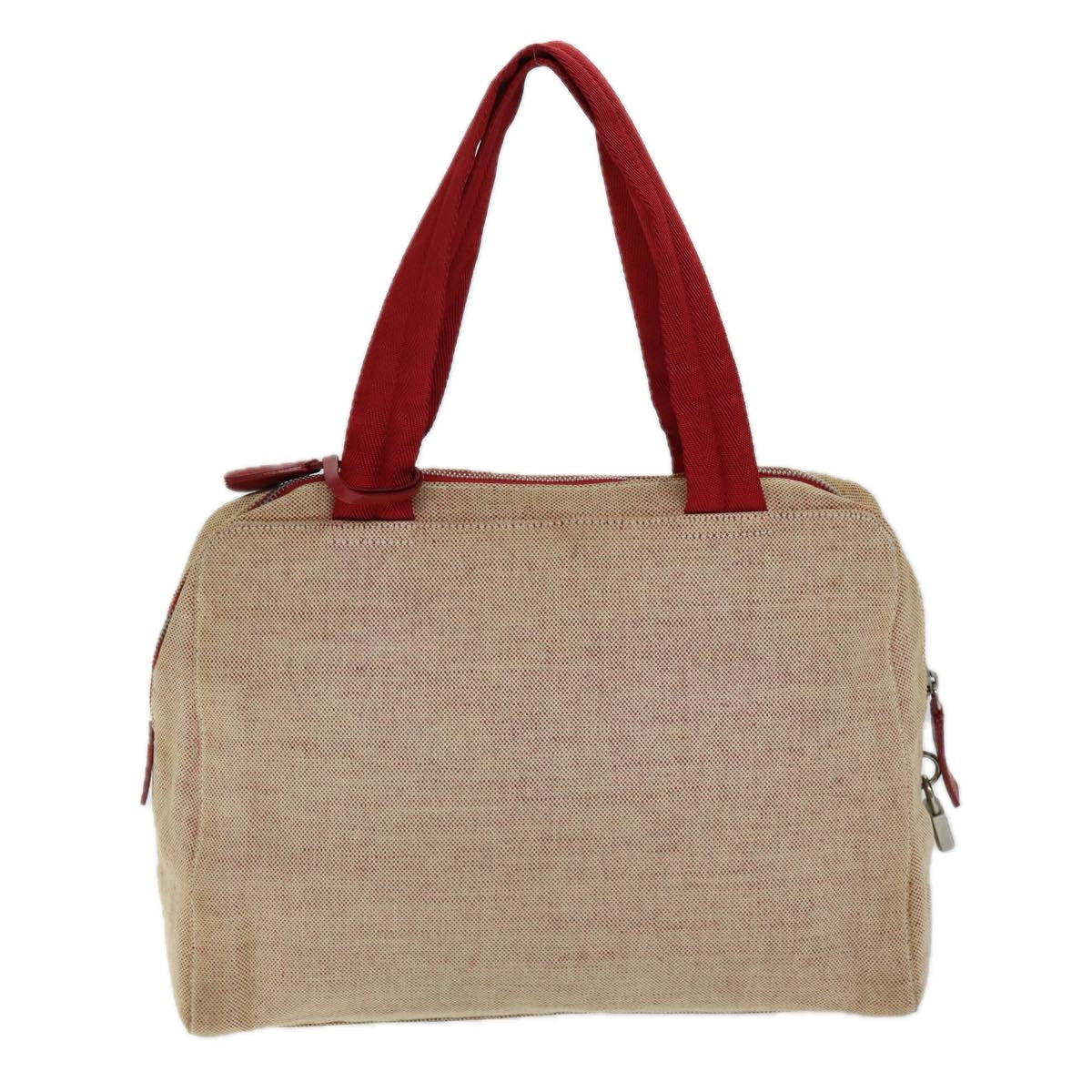 PRADA Sports Tote Bag Canvas Red Beige 75127