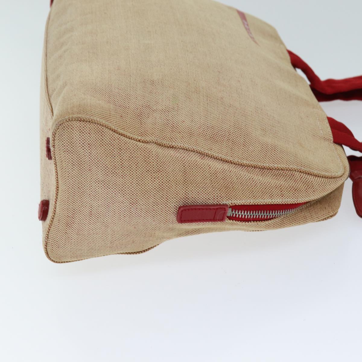 PRADA Sports Tote Bag Canvas Red Beige 75127