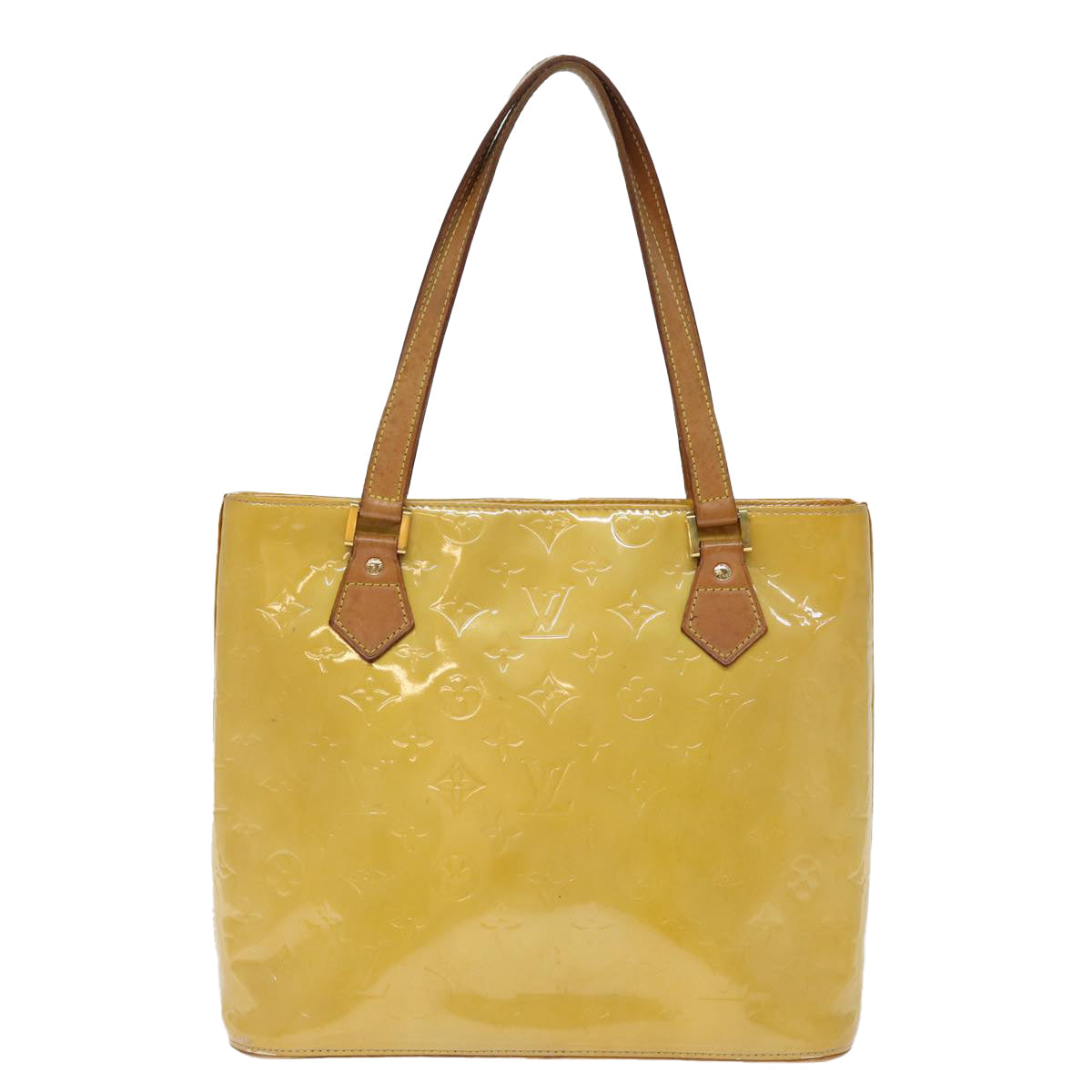 LOUIS VUITTON Monogram Vernis Houston Hand Bag Beige M91004 LV 75190
