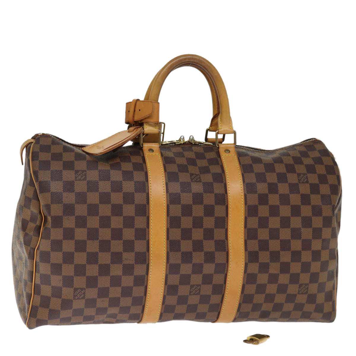 LOUIS VUITTON Damier Ebene Keepall 45 Boston Bag LV 75198A