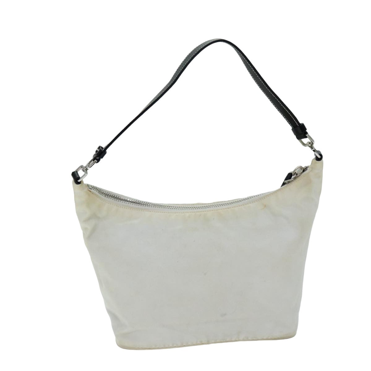 PRADA Shoulder Bag Nylon Leather White Black 75215