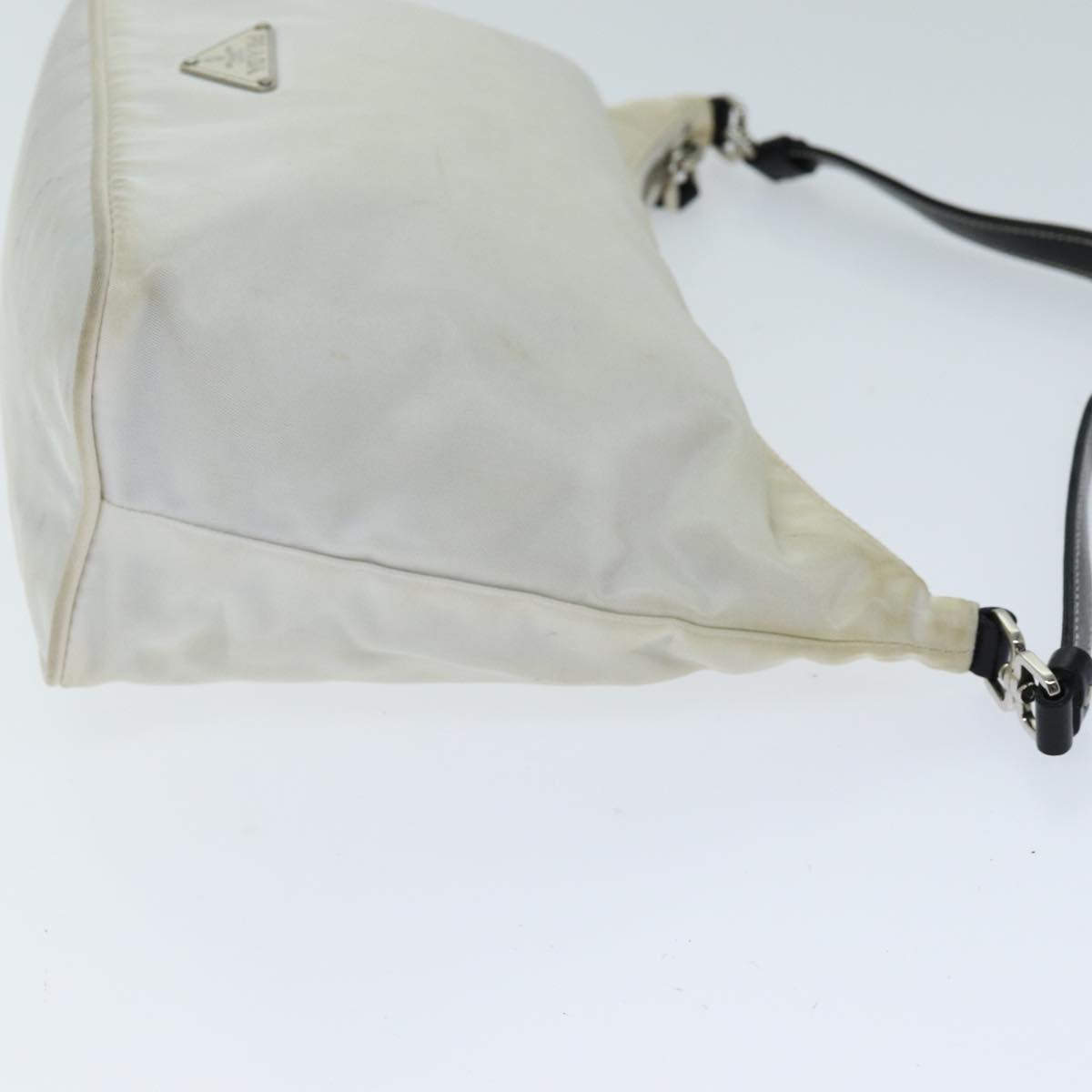 PRADA Shoulder Bag Nylon Leather White Black 75215