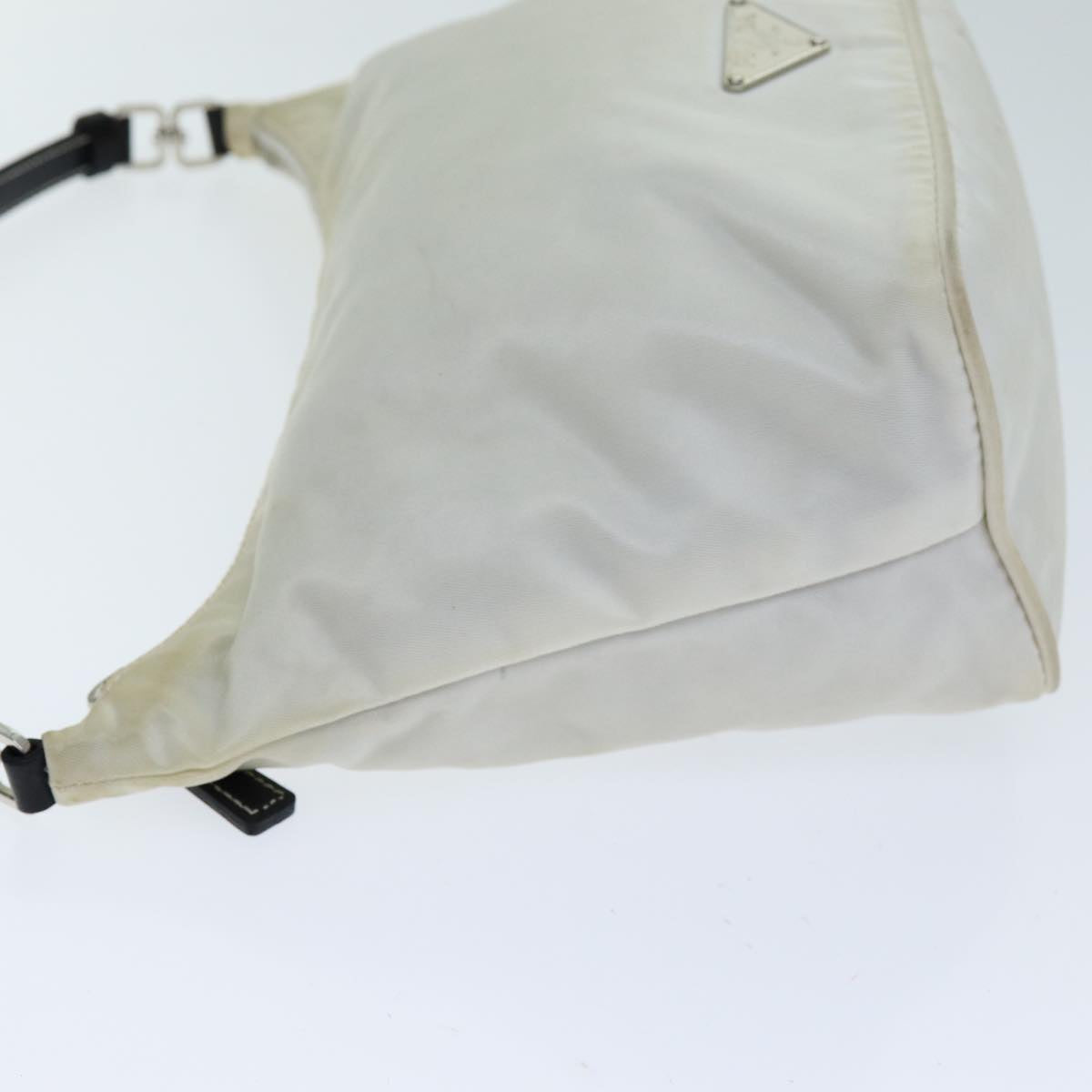 PRADA Shoulder Bag Nylon Leather White Black 75215
