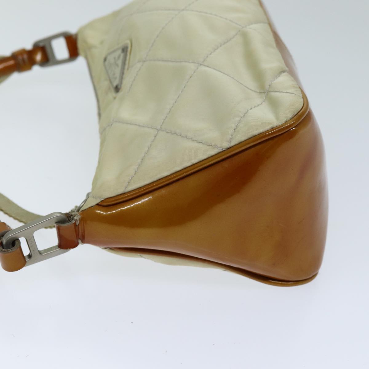 PRADA Shoulder Bag Nylon Enamel Beige Brown 75216